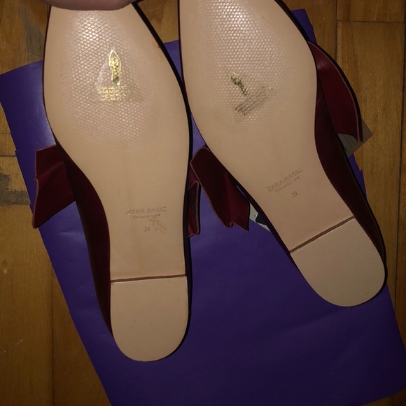 Red Leather Flats with Bow NWT - Picture 5 of 5